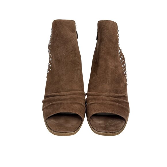 Vince Camuto Brown Studded Peep Toe Booties Women’s 10 - Picture 3 of 14
